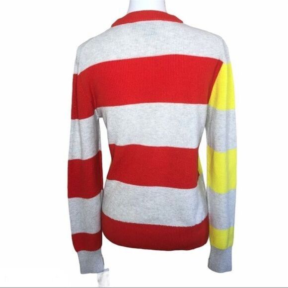 French Connection Nuka Stripe Sweater in Lemon Tonic / Poppy Red XS - Picture 5 of 7